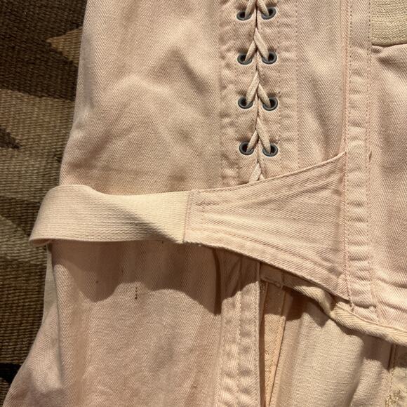 Vintage 1920's Camp Fan Lace Corset Peach Pink Antique Girdle Canvas Rare - Picture 14 of 16